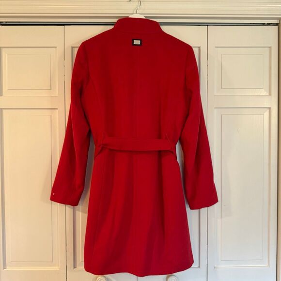 Calvin Klein bold red wool cashmere blend wrap peacoat size 10 - Picture 6 of 15